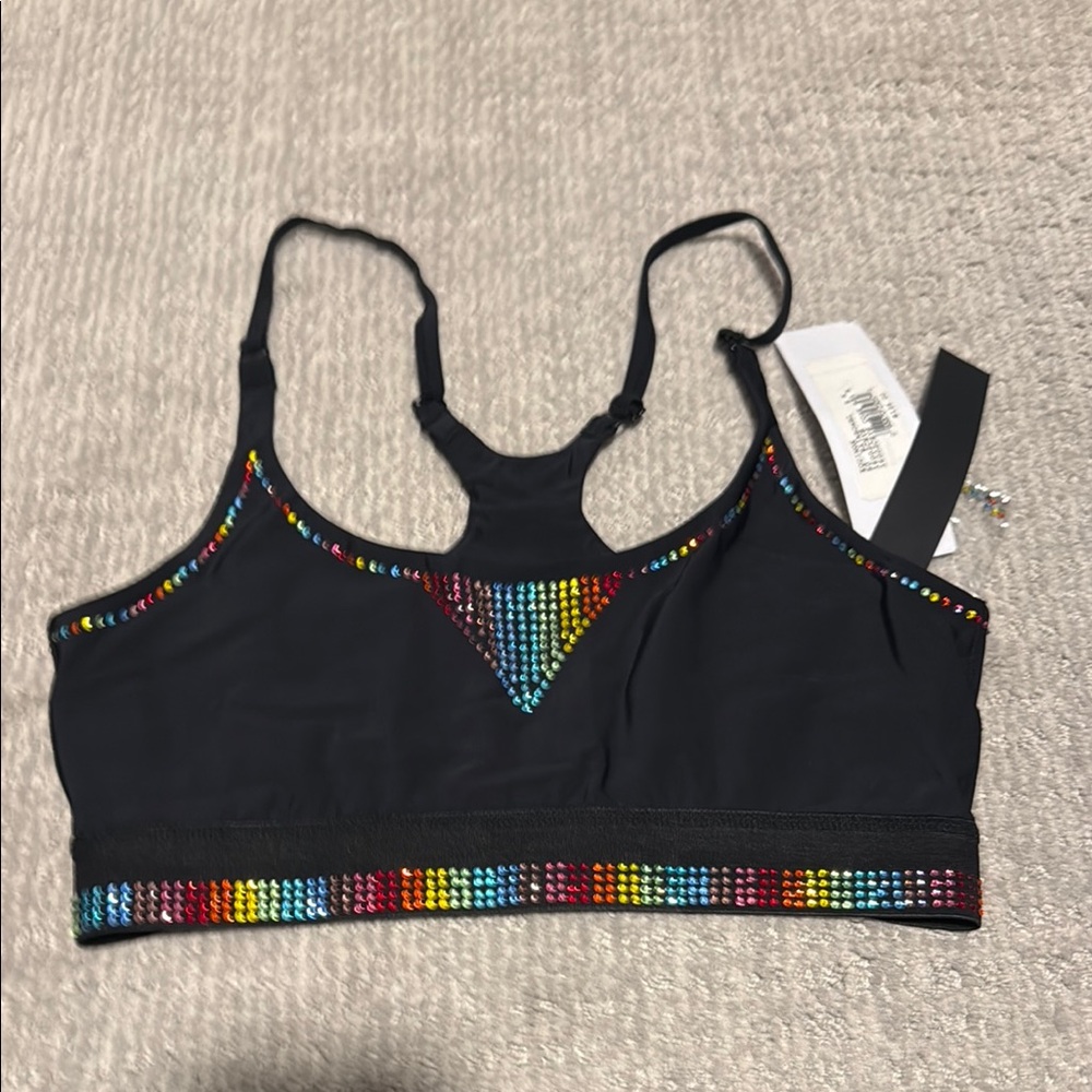 ADAM SELMAN Colorful Rainbow Crystal Women's Bralette